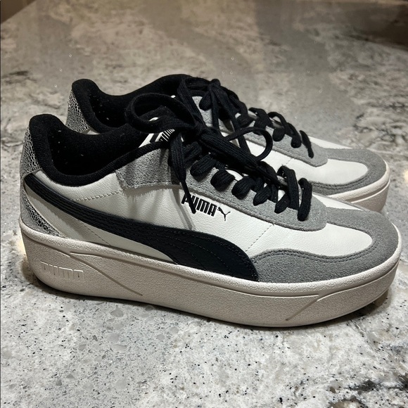 Puma Shoes - PUMA Club II Era Platform White and Black Sneakers Size 8.5